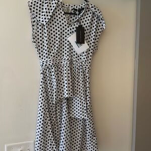 NWT Walter Baker Blake High Low Top, Navy Blue Polka Dots